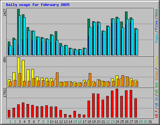 Daily usage for February 2025